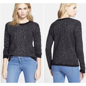 Joie Nigella Leopard Print Sweater Black & Gray Size Medium Wool Blend